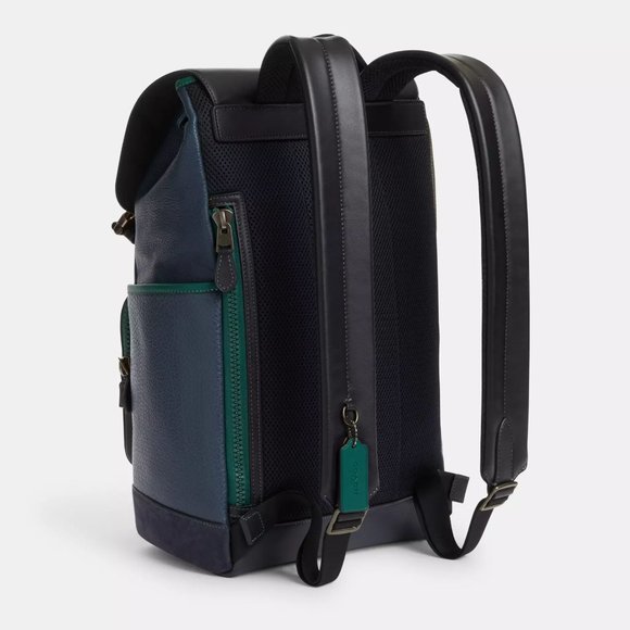 NWT Coach CL945 Track Backpack In Colorblock With Coach Stamp in Denim *SEALED* - Picture 3 of 9